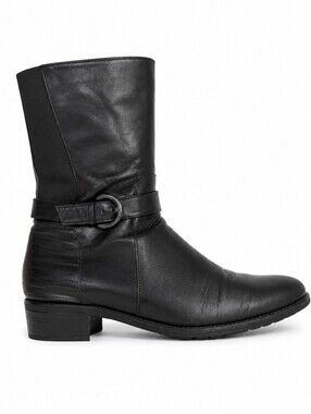 Aquatalia black leather moto boots in a size 8,
